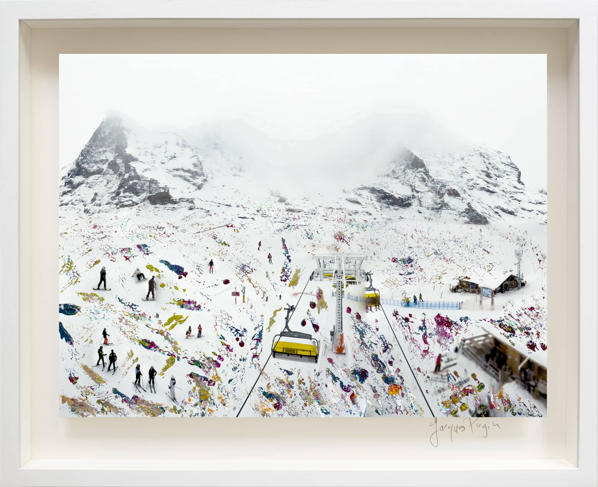 180_38x50cmwixi-lauberhorn-jacques-pugin-encadre  La montagne assiégée N°180, Wixi-Lauberhorn (Webcam) Suisse, oeuvre 38 x 51cm, cadre 51x63cm, pièce unique
