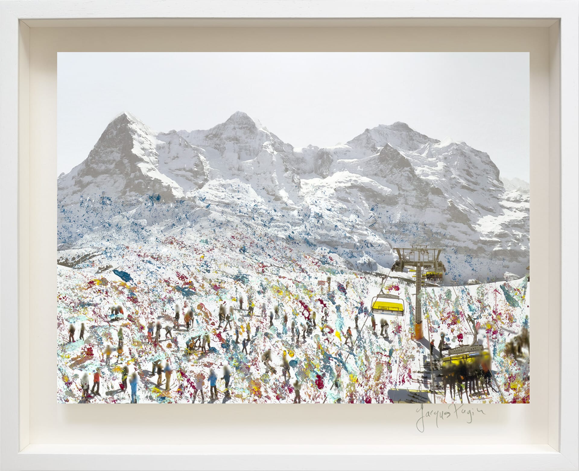 182_38x50cm-wixi-lauberhorn-jacques-pugin-encadre  La montagne assiégée N°182, Wixi-Lauberhorn (Webcam) Suisse, oeuvre 38 x 51cm, cadre 51x63cm, pièce unique
