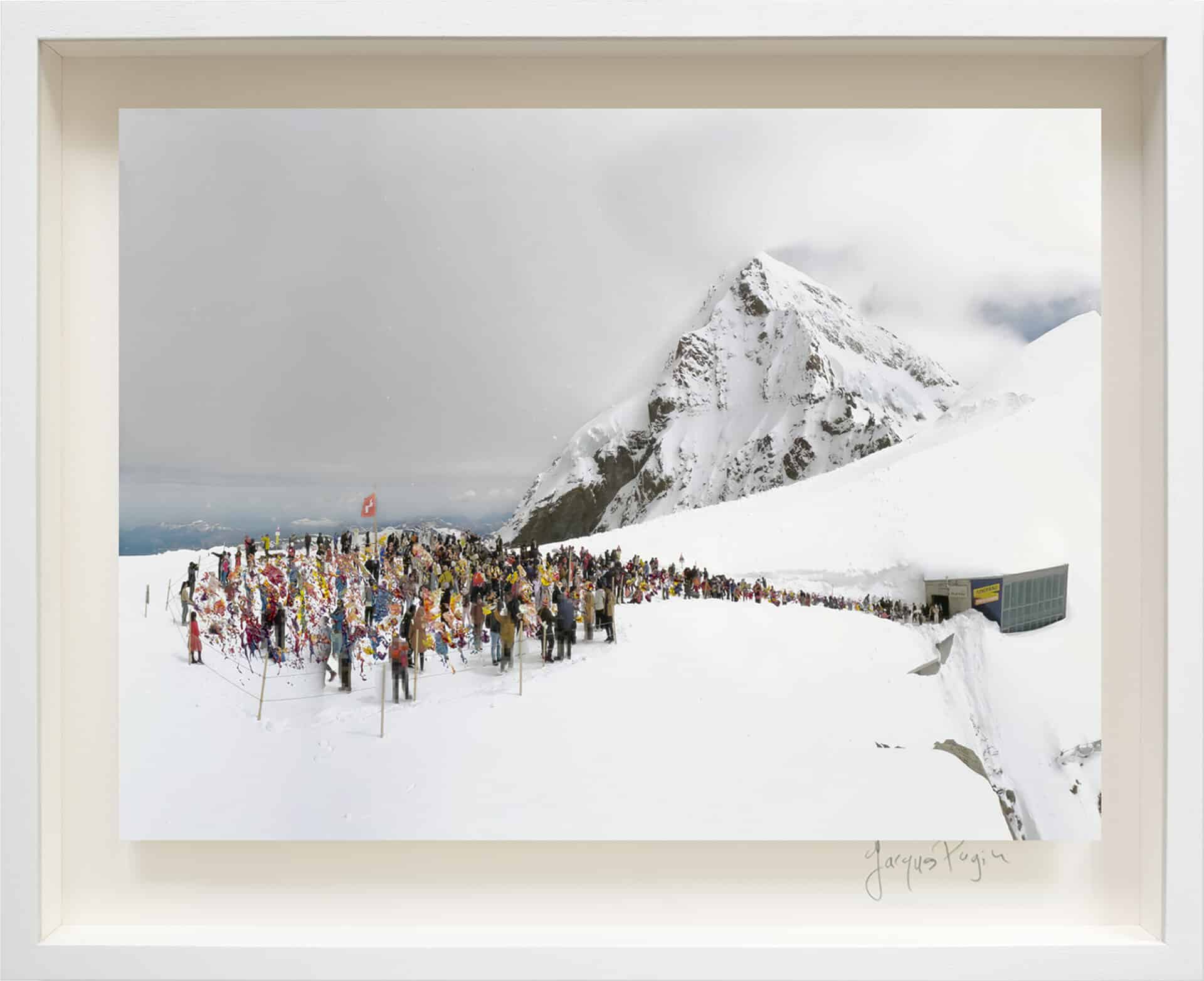 183_38x50cm-junfraujoch-jacques-pugin-encadre  La montagne assiégée N°183, Junfrau (Webcam) Suisse, oeuvre 38 x 51cm, cadre 51x63cm, pièce unique
