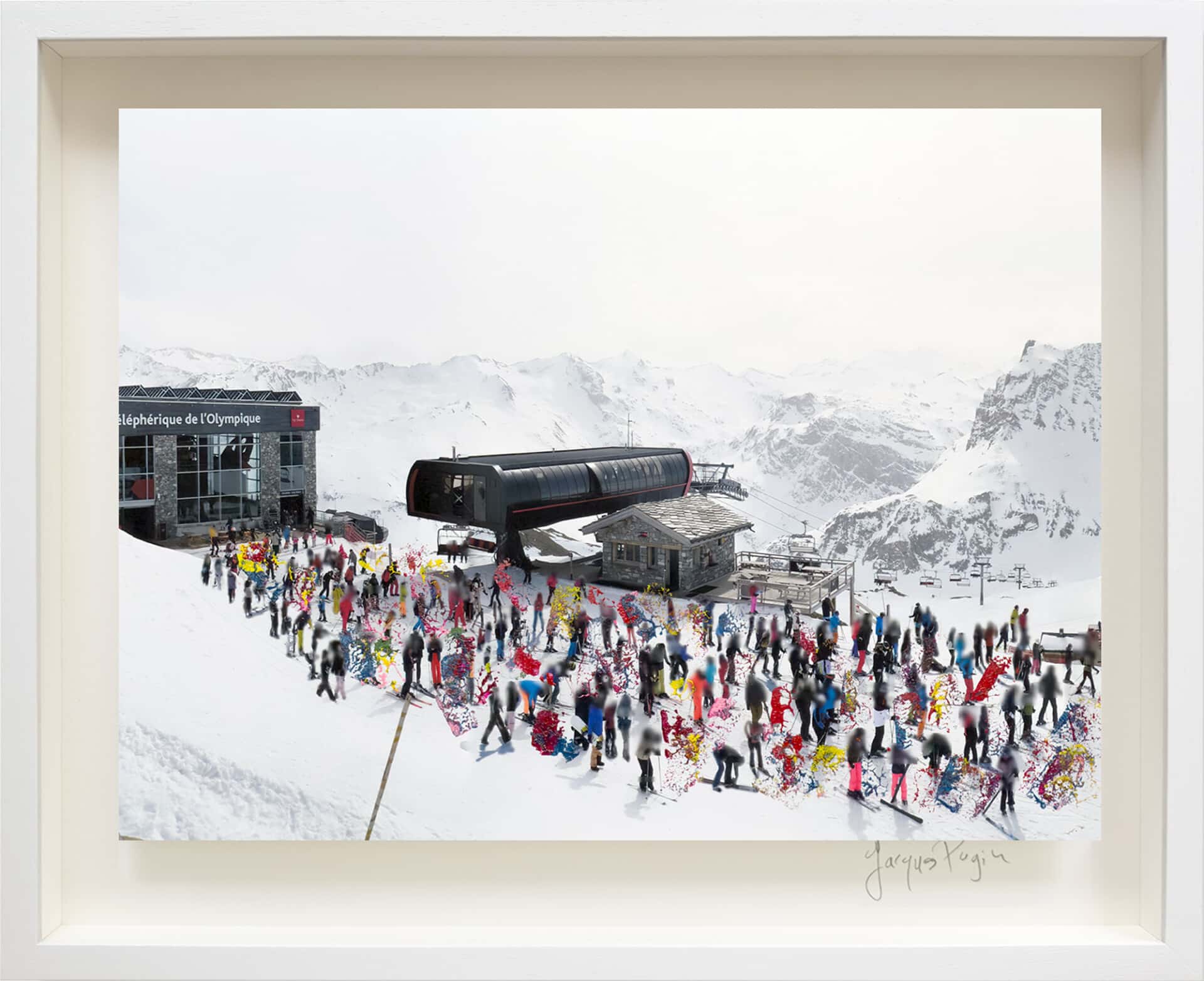 185_38x50cm-Val-d-Isere-jacques-pugin-encadre  La montagne assiégée N°185, Val d&rsquo;Isère (Webcam) France, oeuvre 38 x 51cm, cadre 51x63cm, pièce unique
