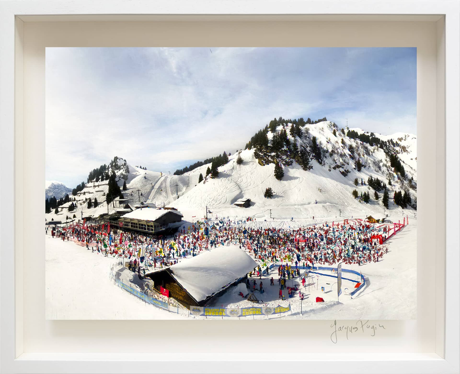 198_38x50cm-Villars-Gryon-Diablerets-jacques-pugin-encadre  La montagne assiégée N°198, Villars-Gryon-Diablerets (Webcam) Suisse, oeuvre 38 x 51cm, cadre 51x63cm, pièce unique
