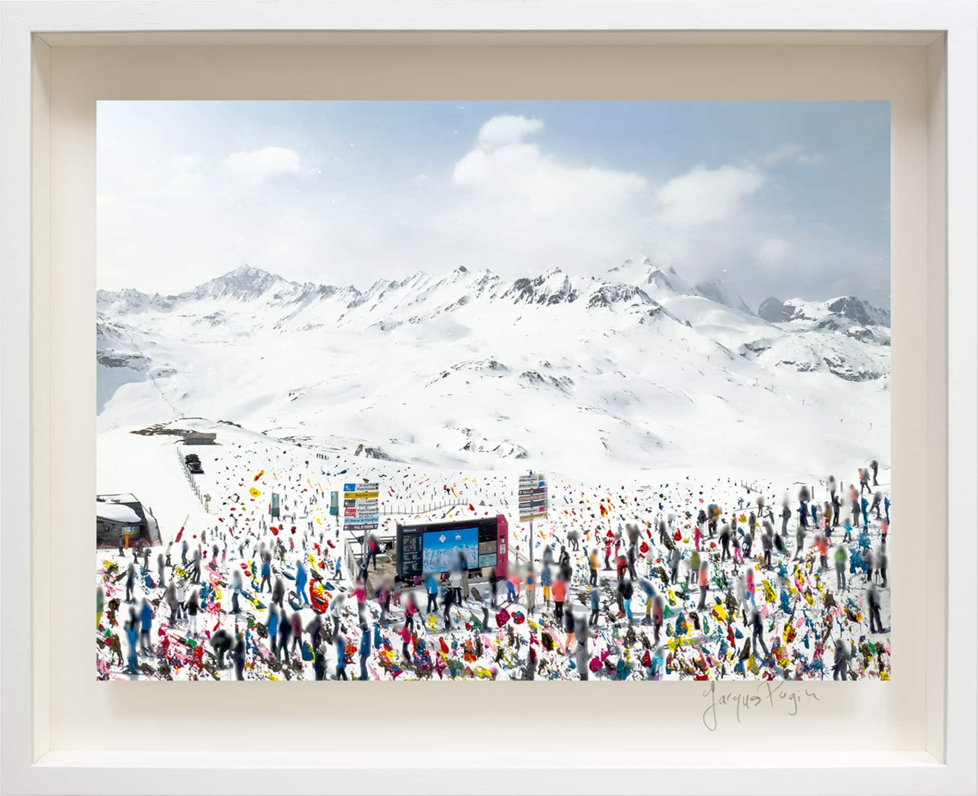 201-38x50cm-Val-d-Isere-jacques-pugin-encadre  La montagne assiégée N°201, Val d&rsquo;Isère (Webcam) France, oeuvre 38 x 51cm, cadre 51x63cm, pièce unique
